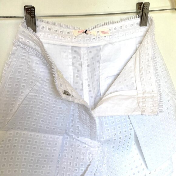 Sass and Bide Mini Eyelet Shorts Womens 6 White High Rise Cotton Tailored Summer - Picture 6 of 9